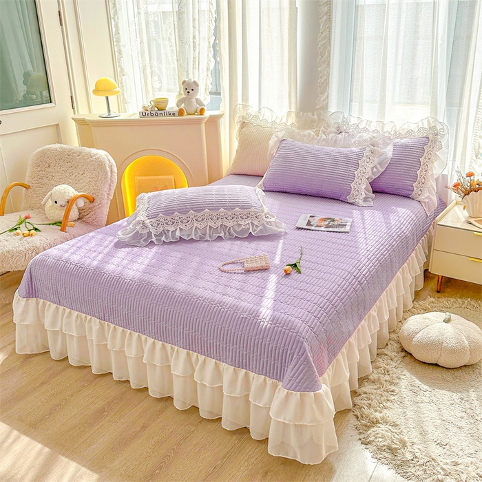 91家纺网 家纺一手货源 找家纺 虹星家纺 2024新款A类全棉夹棉床盖-洛香忆梦 洛香忆梦-优雅紫