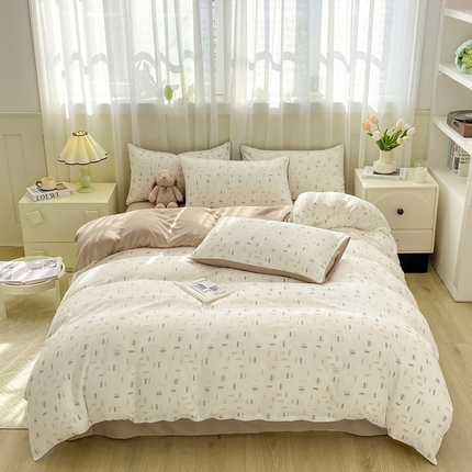 91家纺网 家纺一手货源 找家纺 （总）2024直播热款水洗云朵棉四件套美式碎花简约风床单单品单被套 