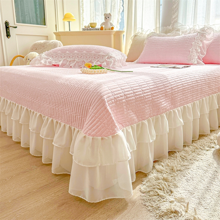 91家纺网 家纺一手货源 找家纺 虹星家纺 2024新款A类全棉夹棉床盖-洛香忆梦 洛香忆梦-樱花粉