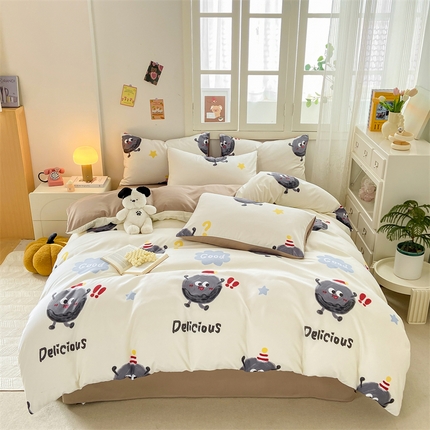 91家纺网 家纺一手货源 找家纺 （总）2024直播热款水洗云朵棉四件套美式碎花简约风床单单品单被套 