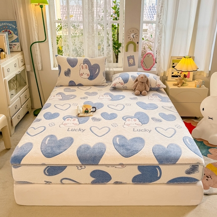 91家纺网 家纺一手货源 找家纺 （总）悦织湾家纺 2025新款加厚雪花绒印花床笠保暖牛奶绒床笠跨境专供外贸出口电商直播热销款