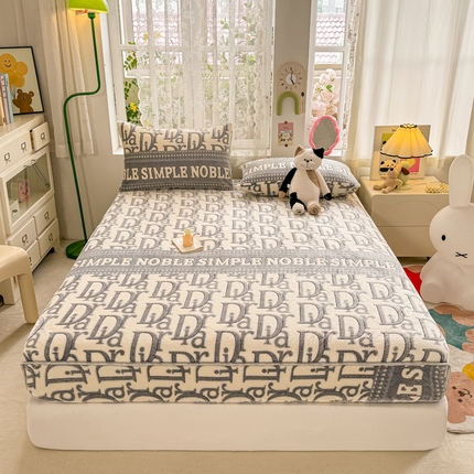 91家纺网 家纺一手货源 找家纺 （总）悦织湾家纺 2025新款加厚雪花绒印花床笠保暖牛奶绒床笠跨境专供外贸出口电商直播热销款