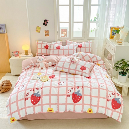 91家纺网 家纺一手货源 找家纺 （总）2024直播热款水洗云朵棉四件套美式碎花简约风床单单品单被套 