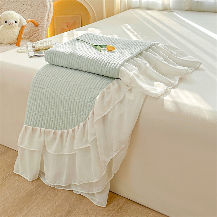 91家纺网 家纺一手货源 找家纺 虹星家纺 2024新款A类全棉夹棉床盖-洛香忆梦 洛香忆梦-薄荷绿