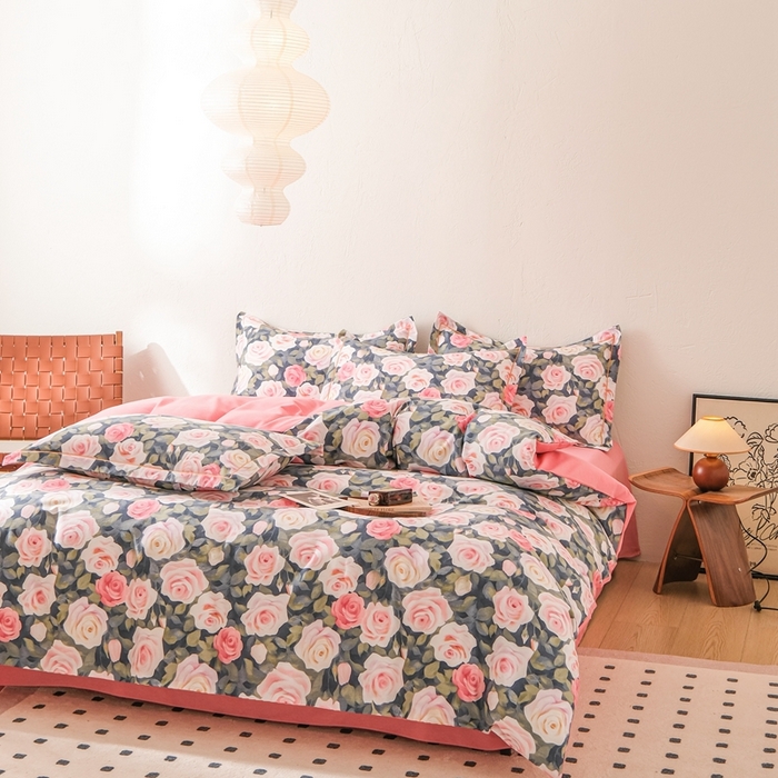 91家纺网 家纺一手货源 找家纺 萌宝老粗布 2025新直播加厚全棉活性磨毛四件套蔷薇庄园