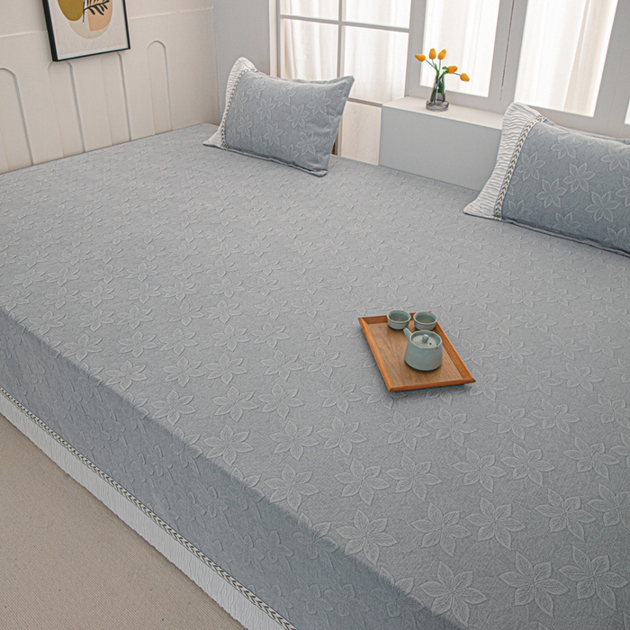 91家纺网 家纺一手货源 找家纺 手艺人家纺 2025新款雪尼尔提花复合炕盖榻榻米炕垫 XK3725灰