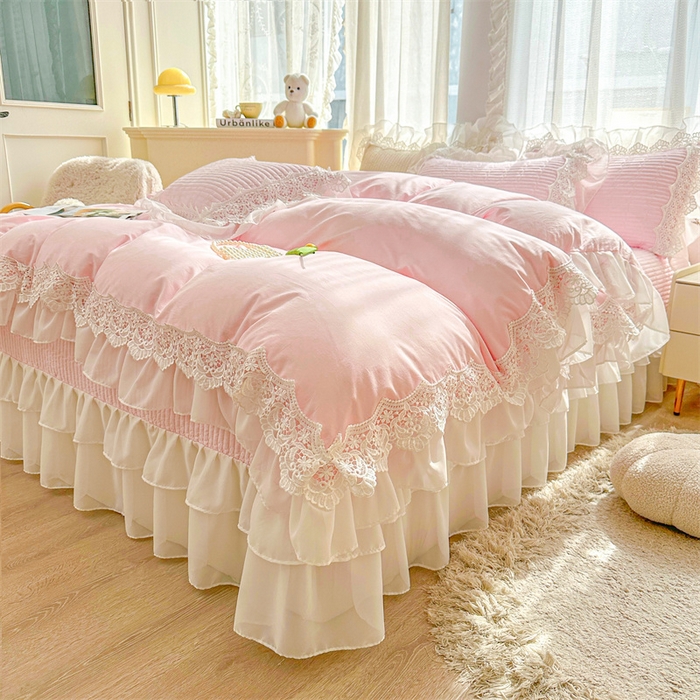 91家纺网 家纺一手货源 找家纺 虹星家纺 2024新款A类全棉夹棉床盖四件套-洛香忆梦 洛香忆梦-樱花粉