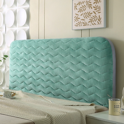 91家纺网 家纺一手货源 找家纺 怡源梦 2024新款波浪纹单面床头罩 绿色