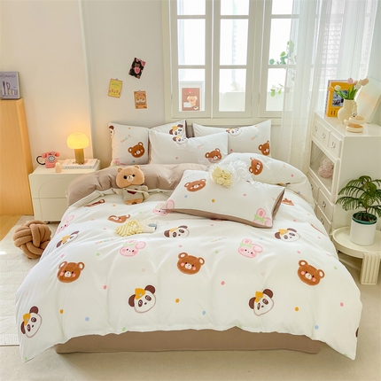 91家纺网 家纺一手货源 找家纺 （总）2024直播热款水洗云朵棉四件套美式碎花简约风床单单品单被套 