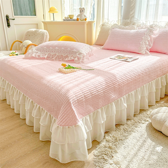 91家纺网 家纺一手货源 找家纺 虹星家纺 2024新款A类全棉夹棉床盖-洛香忆梦 洛香忆梦-樱花粉