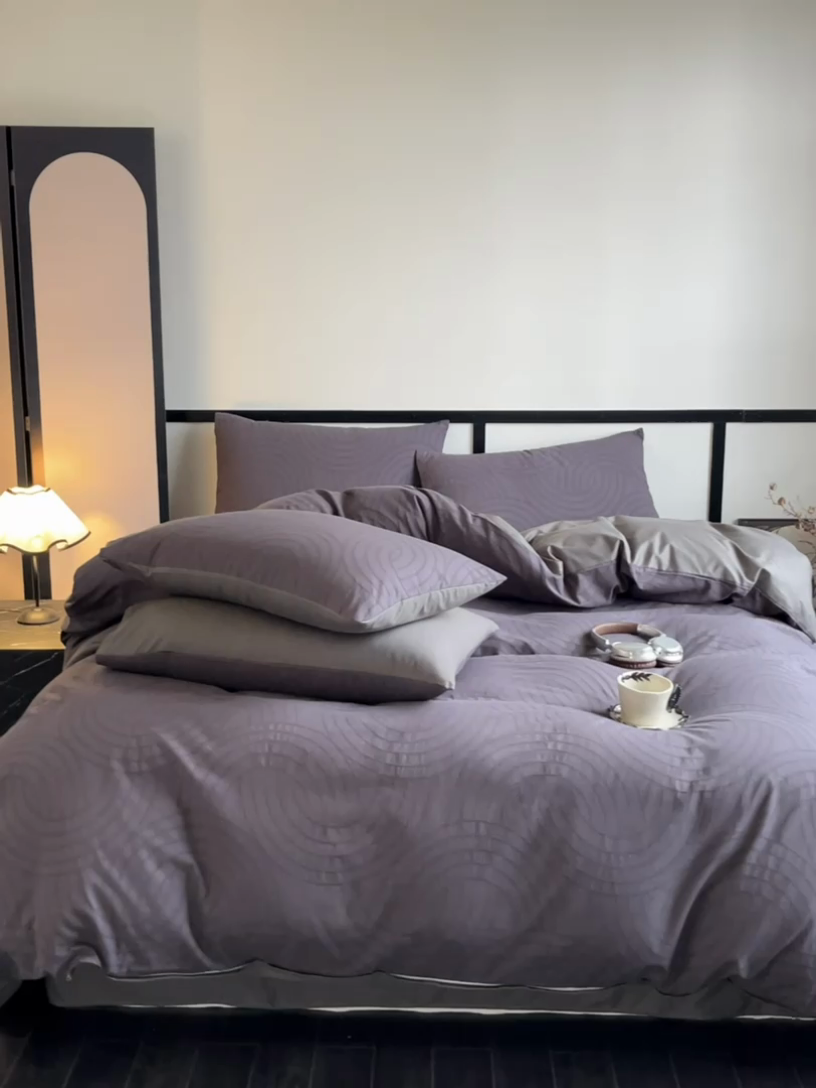 91家纺网 家纺一手货源 找家纺 雅居纺家纺 2024新款100%全棉三层纱提花四件套 圆舞曲