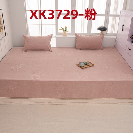 91家纺网 家纺一手货源 找家纺 手艺人家纺 2025新款雪尼尔提花复合炕盖榻榻米炕垫 XK3729粉