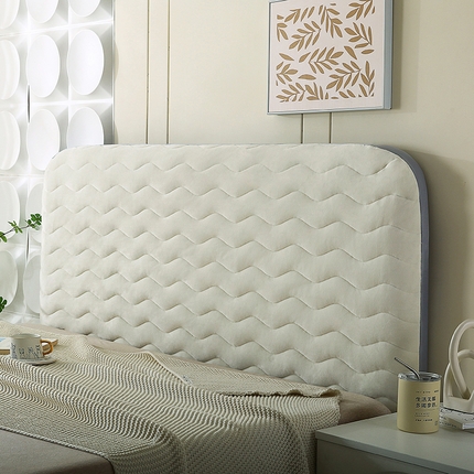 91家纺网 家纺一手货源 找家纺 怡源梦 2024新款波浪纹单面床头罩 米白