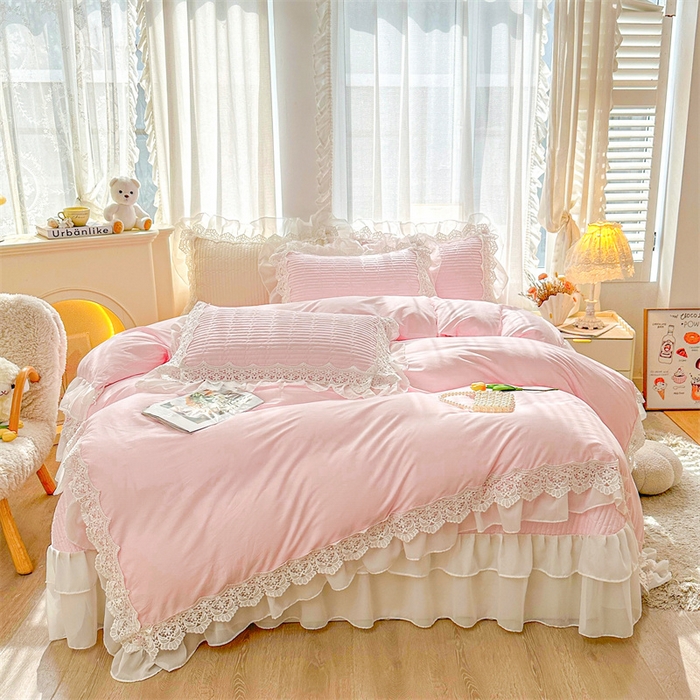 91家纺网 家纺一手货源 找家纺 虹星家纺 2024新款A类全棉夹棉床盖四件套-洛香忆梦 洛香忆梦-樱花粉