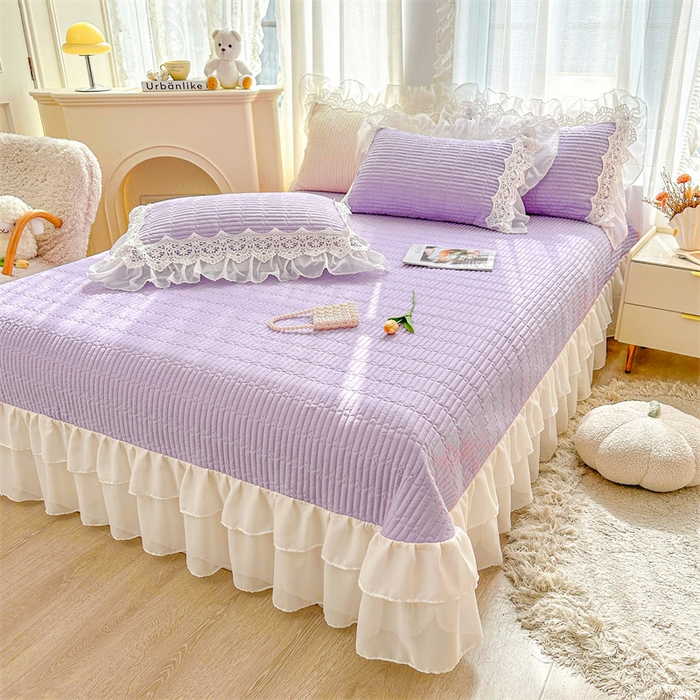 91家纺网 家纺一手货源 找家纺 虹星家纺 2024新款A类全棉夹棉床盖-洛香忆梦 洛香忆梦-优雅紫