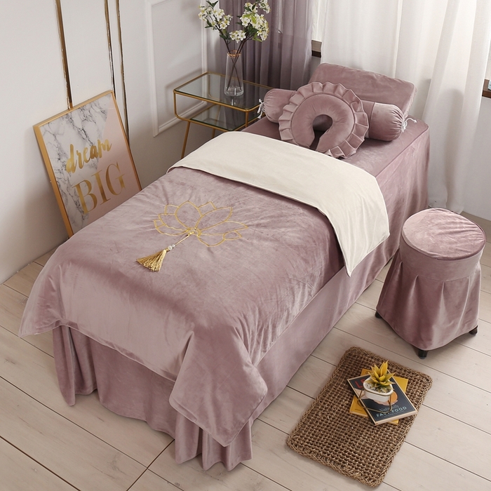 91家纺网 家纺一手货源 找家纺 （总）琪宝阁 2024新款丽丝绒美 容床罩套件-荷花