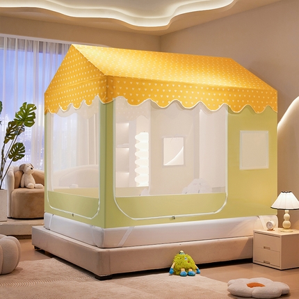 91家纺网 家纺一手货源 找家纺 （总）薇梦蚊帐 2025新款房子造型遮光防尘蚊帐