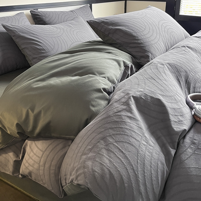 91家纺网 家纺一手货源 找家纺 雅居纺家纺 2024新款100%全棉三层纱提花四件套 圆舞曲