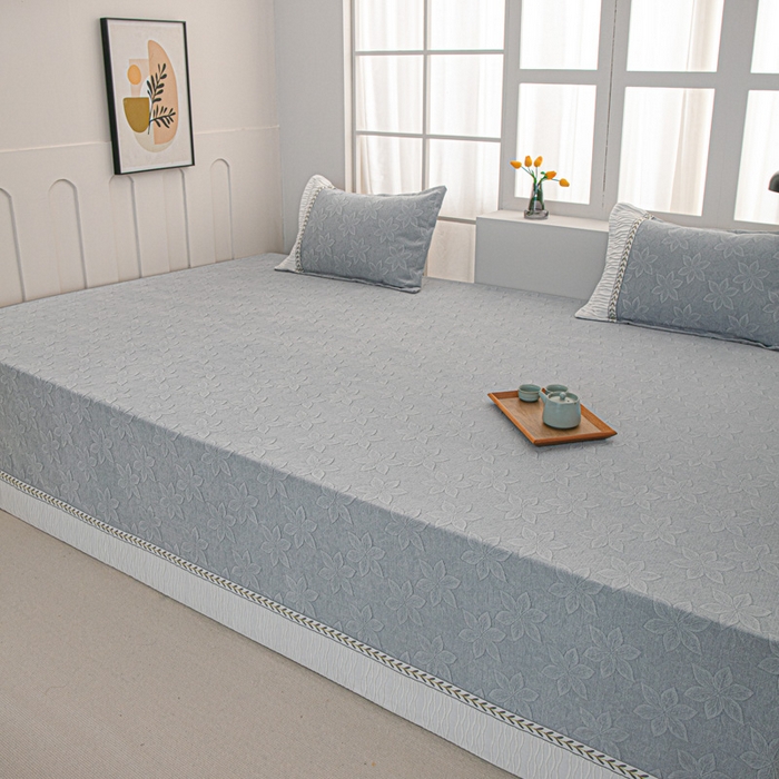 91家纺网 家纺一手货源 找家纺 手艺人家纺 2025新款雪尼尔提花复合炕盖榻榻米炕垫 XK3725灰