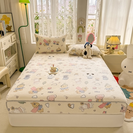 91家纺网 家纺一手货源 找家纺 （总）悦织湾家纺 2025新款加厚雪花绒印花床笠保暖牛奶绒床笠跨境专供外贸出口电商直播热销款