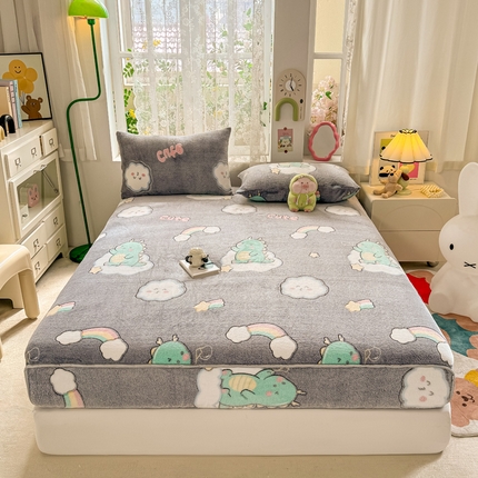 91家纺网 家纺一手货源 找家纺 （总）悦织湾家纺 2025新款加厚雪花绒印花床笠保暖牛奶绒床笠跨境专供外贸出口电商直播热销款