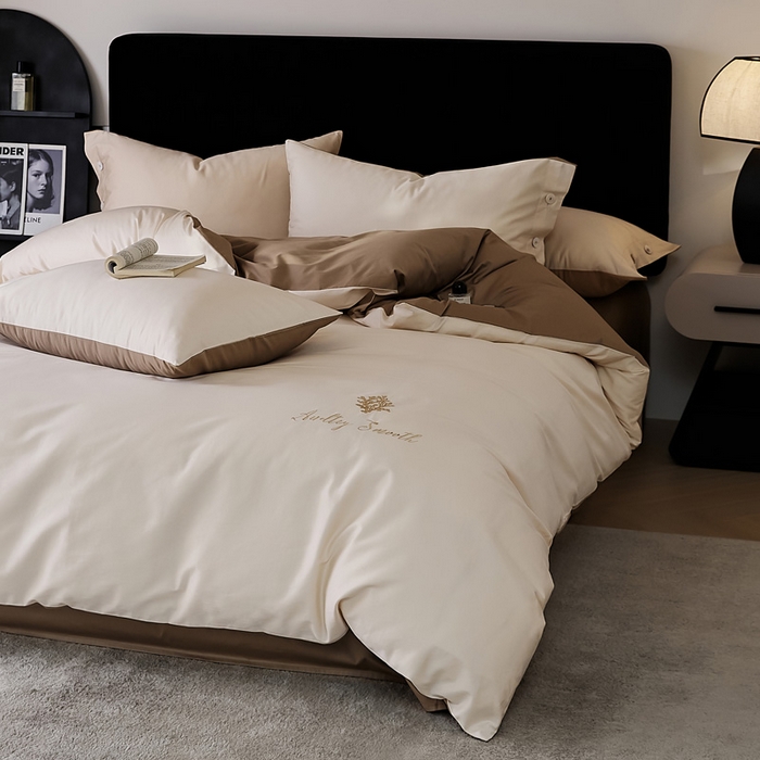 91家纺网 家纺一手货源 找家纺 2024新款60S长绒棉珊瑚绣花款四件套-告白系列（常规版） 告白-米咖