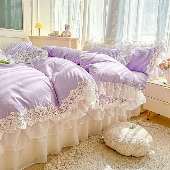 91家纺网 家纺一手货源 找家纺 虹星家纺 2024新款A类全棉夹棉床盖四件套-洛香忆梦 洛香忆梦-优雅紫