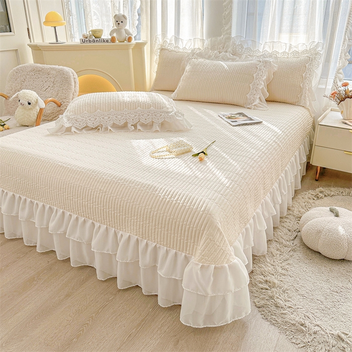 91家纺网 家纺一手货源 找家纺 虹星家纺 2024新款A类全棉夹棉床盖-洛香忆梦 洛香忆梦-浅米色