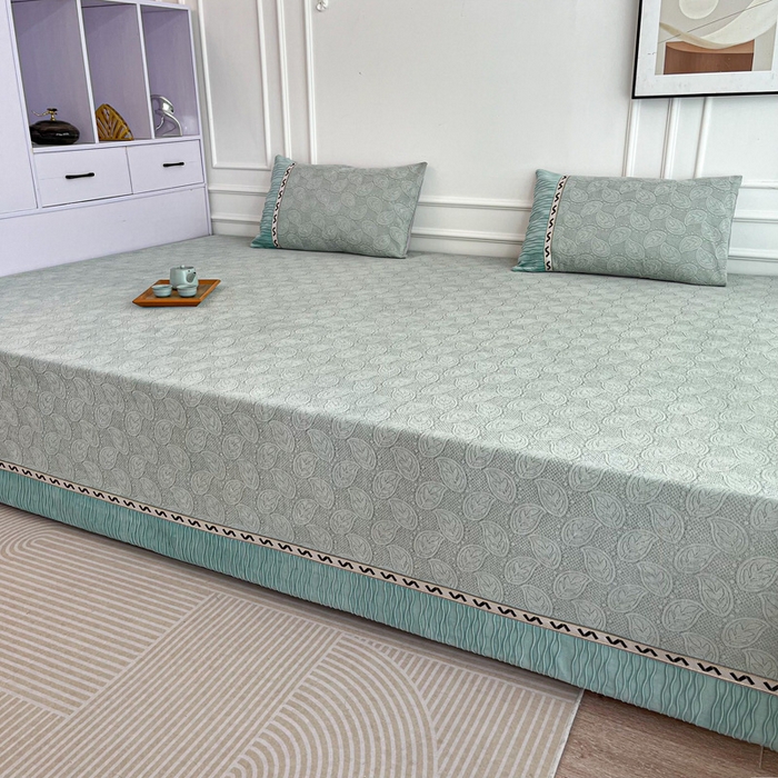 91家纺网 家纺一手货源 找家纺 手艺人家纺 2025新款雪尼尔提花复合炕盖榻榻米炕垫 XK3723绿