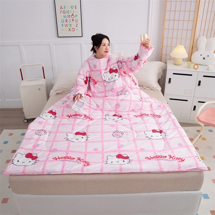 91家纺网 家纺一手货源 找家纺 （总）照世家纺 2024新款卡通三丽鸥水晶绒多功能带袖一体式懒人被