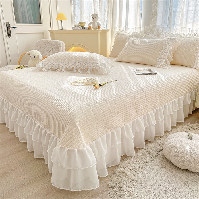 91家纺网 家纺一手货源 找家纺 虹星家纺 2024新款A类全棉夹棉床盖-洛香忆梦 洛香忆梦-浅米色