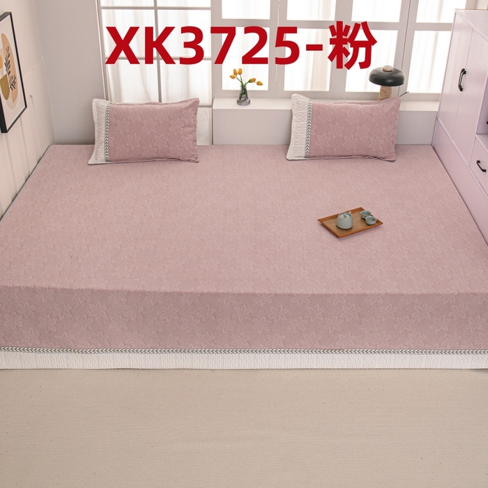 91家纺网 家纺一手货源 找家纺 手艺人家纺 2025新款雪尼尔提花复合炕盖榻榻米炕垫 XK3725粉