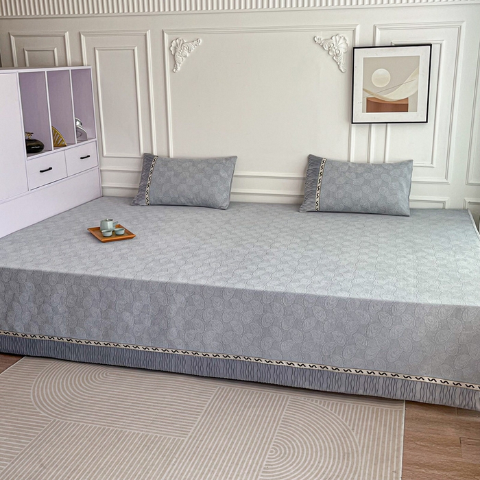 91家纺网 家纺一手货源 找家纺 手艺人家纺 2025新款雪尼尔提花复合炕盖榻榻米炕垫 XK3723灰