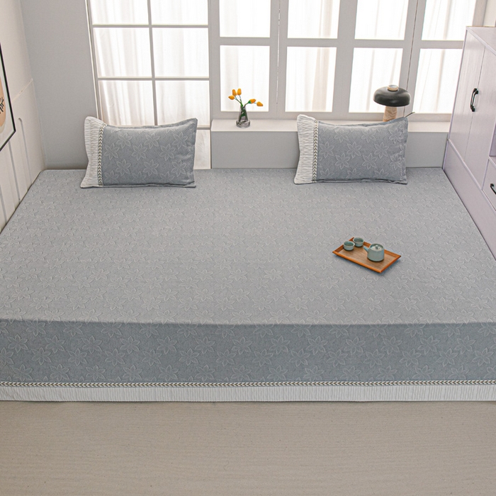 91家纺网 家纺一手货源 找家纺 手艺人家纺 2025新款雪尼尔提花复合炕盖榻榻米炕垫 XK3725灰