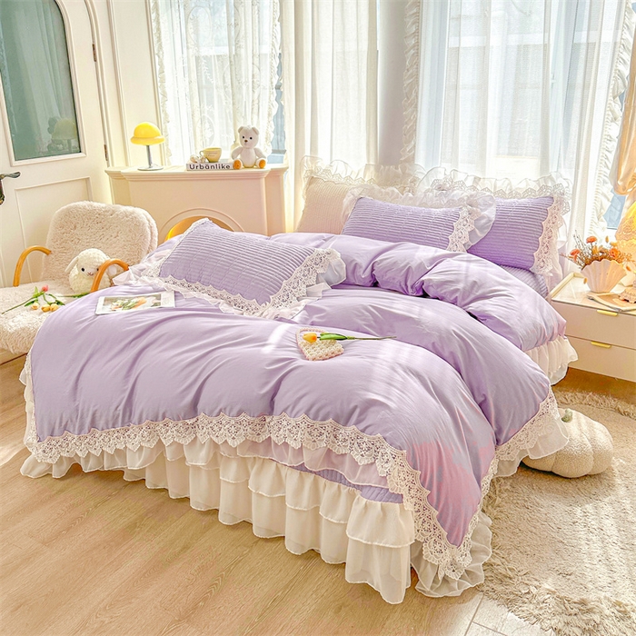 91家纺网 家纺一手货源 找家纺 虹星家纺 2024新款A类全棉夹棉床盖四件套-洛香忆梦 洛香忆梦-优雅紫