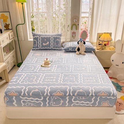 91家纺网 家纺一手货源 找家纺 （总）悦织湾家纺 2025新款加厚雪花绒印花床笠保暖牛奶绒床笠跨境专供外贸出口电商直播热销款