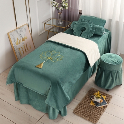 91家纺网 家纺一手货源 找家纺 （总）琪宝阁 2024新款丽丝绒美 容床罩套件-荷花