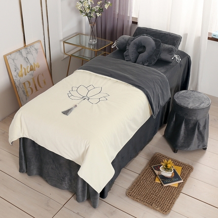 91家纺网 家纺一手货源 找家纺 （总）琪宝阁 2024新款丽丝绒美 容床罩套件-荷花