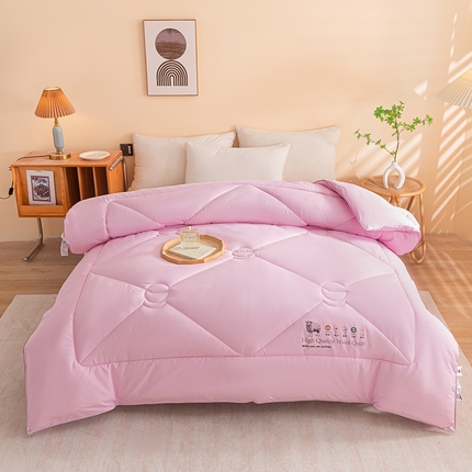 91家纺网 家纺一手货源 找家纺 2024新款亲肤澳洲羊毛被被子被芯 粉色