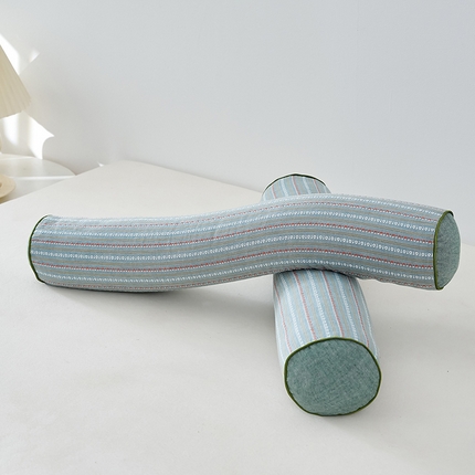 91家纺网 家纺一手货源 找家纺 乐可 2024新款全棉3D条纹荞麦圆柱枕枕头枕芯 3D条纹圆柱枕-新兰【一对】