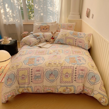 美乐迪家纺 2025新款全棉混搭系列四件套 蛋糕派对