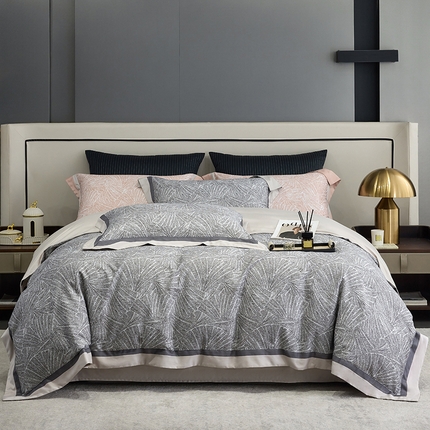 91家纺网 家纺一手货源 找家纺 淼铭家纺 2025新款数码印花天丝棉磨毛工艺四件套-德琳 德琳-灰