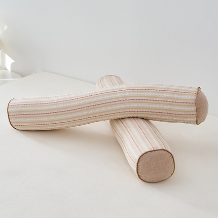 91家纺网 家纺一手货源 找家纺 乐可 2024新款全棉3D条纹荞麦圆柱枕枕头枕芯 3D条纹圆柱枕-卡其【一对】