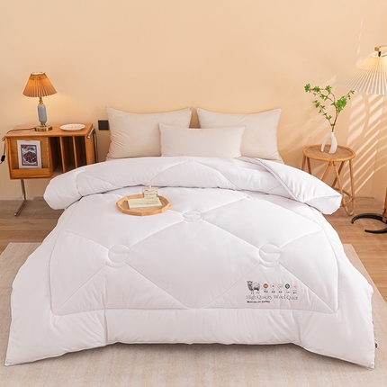 91家纺网 家纺一手货源 找家纺 2024新款亲肤澳洲羊毛被被子被芯 白色