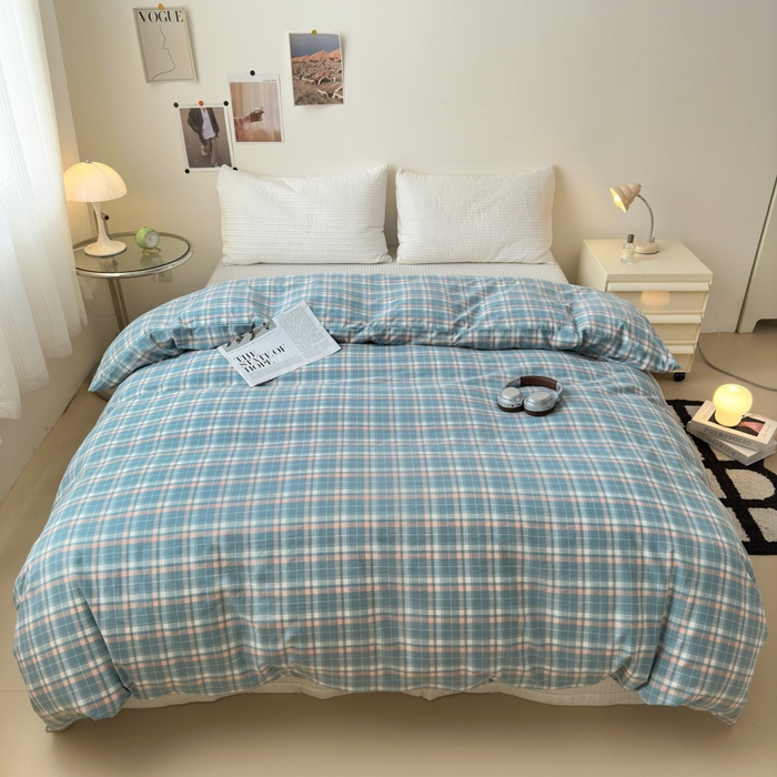 91家纺网 家纺一手货源 找家纺 清雅福 2024新款全棉A类水洗棉四件套单被套 映像-兰