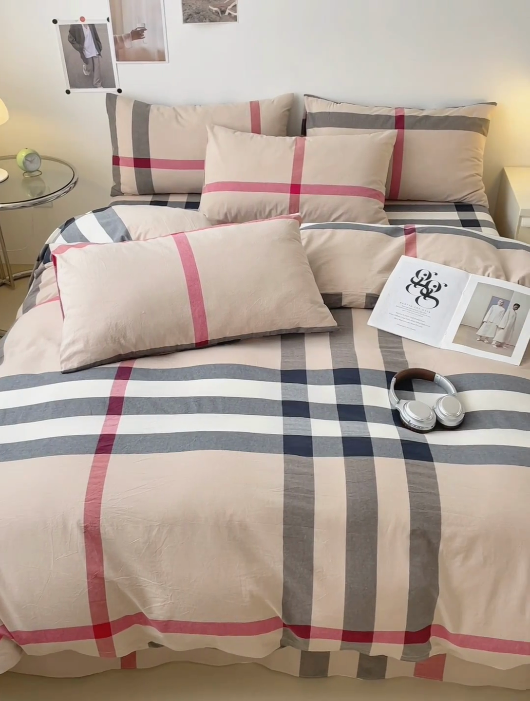 91家纺网 家纺一手货源 找家纺 清雅福 2024新款全棉A类水洗棉四件套单被套 宝莉-咖大格