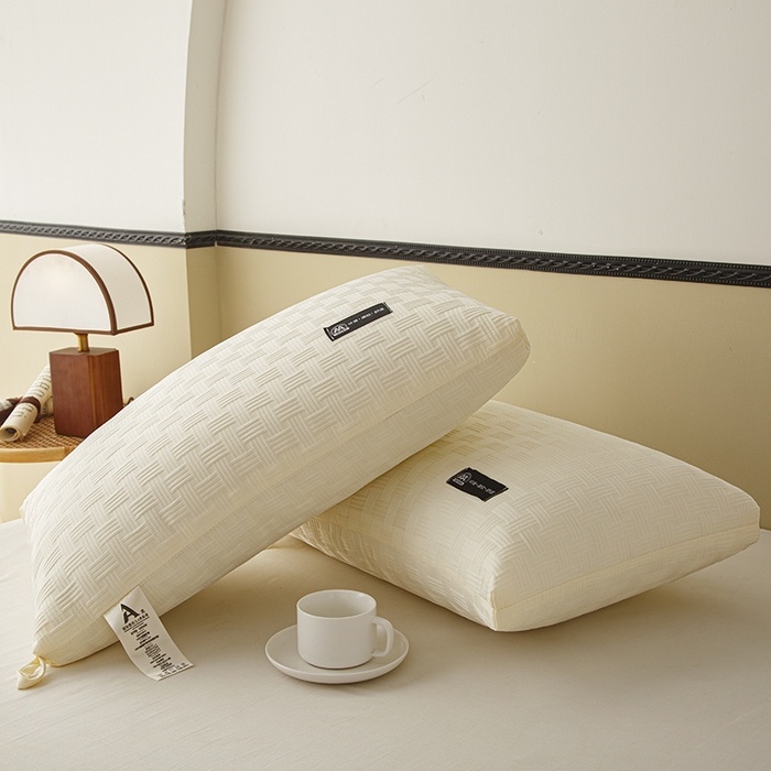 91家纺网 家纺一手货源 找家纺 织布人 2024新款枕芯A类华夫格美眠枕头高回弹不变形护颈助眠羽丝绒枕芯 A类华夫格美眠枕-白色48*74cm中枕/对