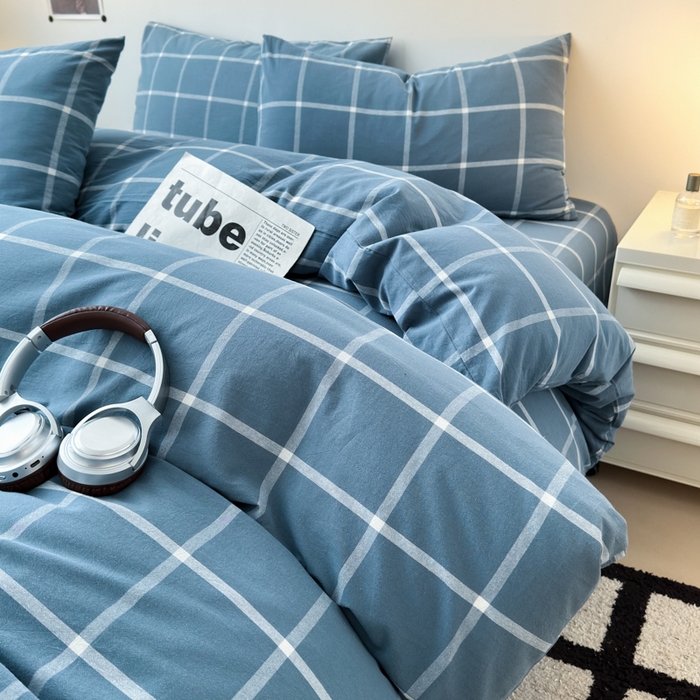 91家纺网 家纺一手货源 找家纺 清雅福 2024新款全棉A类水洗棉四件套单被套 米莱-灰