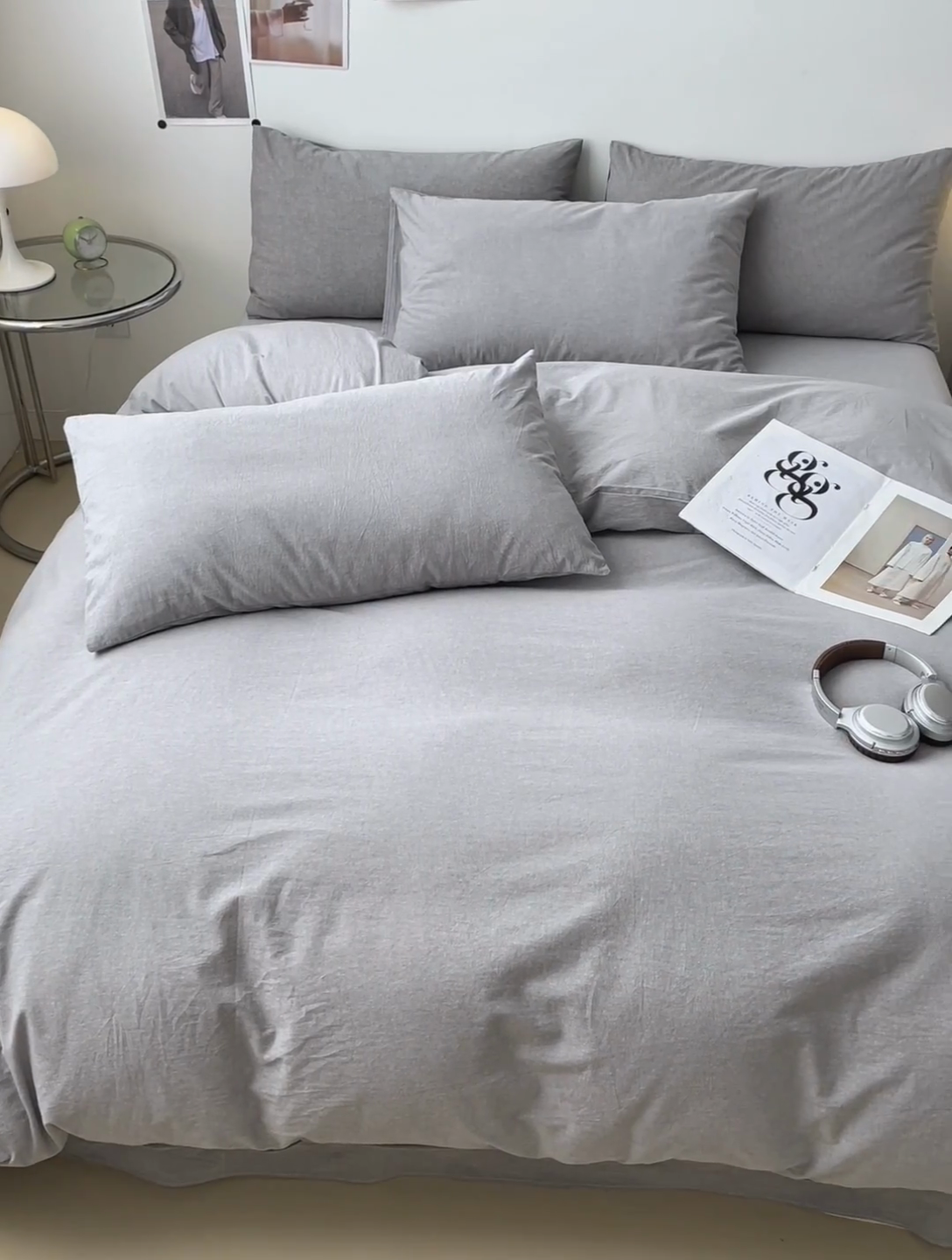 91家纺网 家纺一手货源 找家纺 清雅福 2024新款全棉A类水洗棉四件套单被套 烟灰
