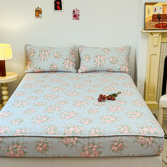 91家纺网 家纺一手货源 找家纺 寝居阁 2024新款13372全棉纯棉大豆纤维夹棉床笠 茜茜公主